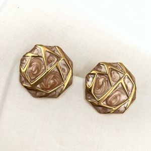 Vintage Monet Enameled Gold Tone Clip On Earrings